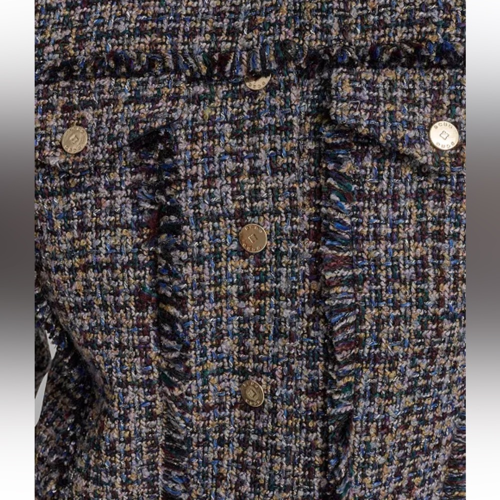 BCBG Women's Boxy Mock Neck Tweed Jacket 2025 career medium new blazer - Picture 5 of 8